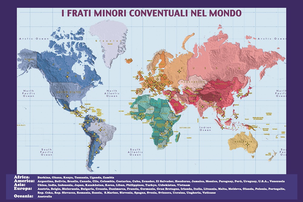 Le presenze dei Frati Minori Conventuali nel mondo